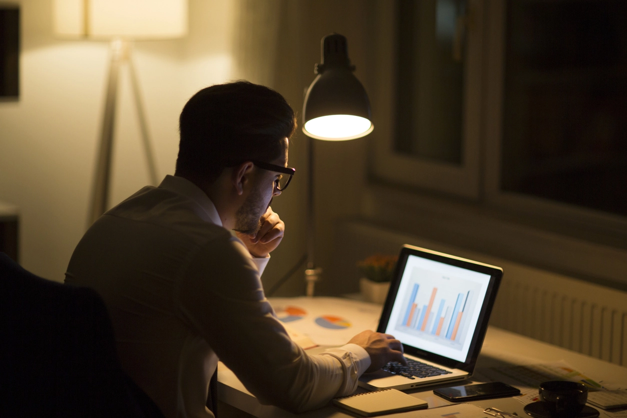Man working at the business credit bureaus
