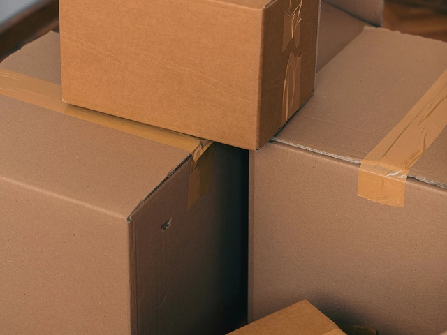 cardboard boxes stacked