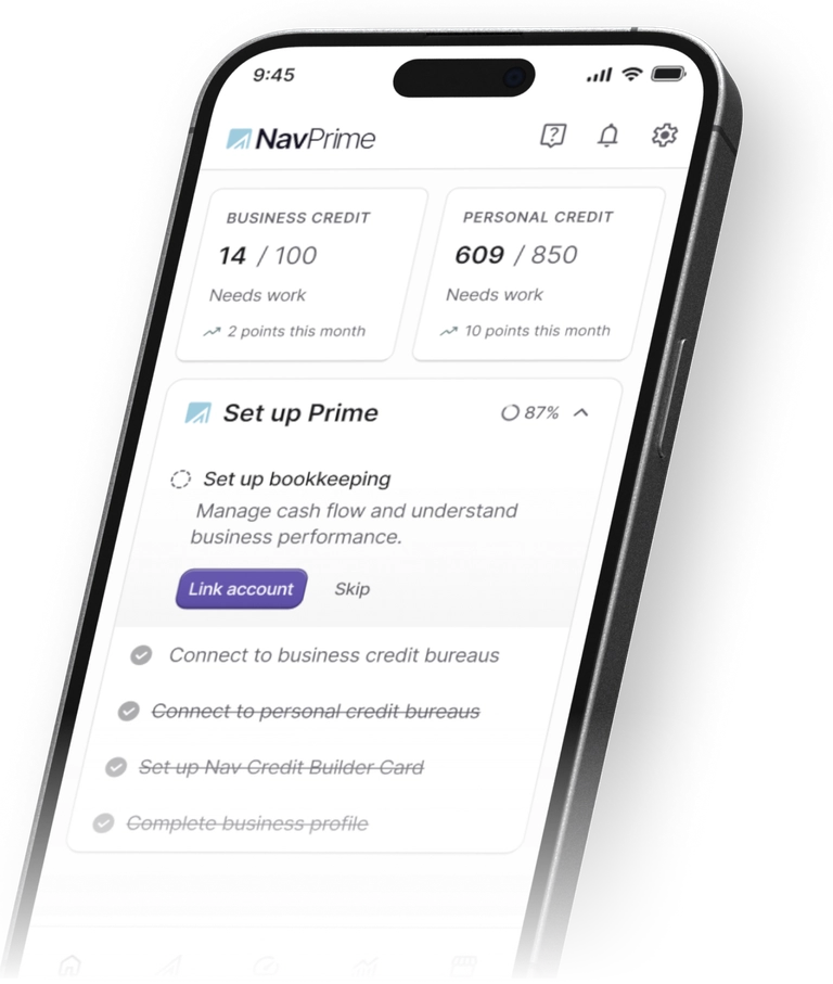 Nav mobile app preview shown on a mobile phone screen