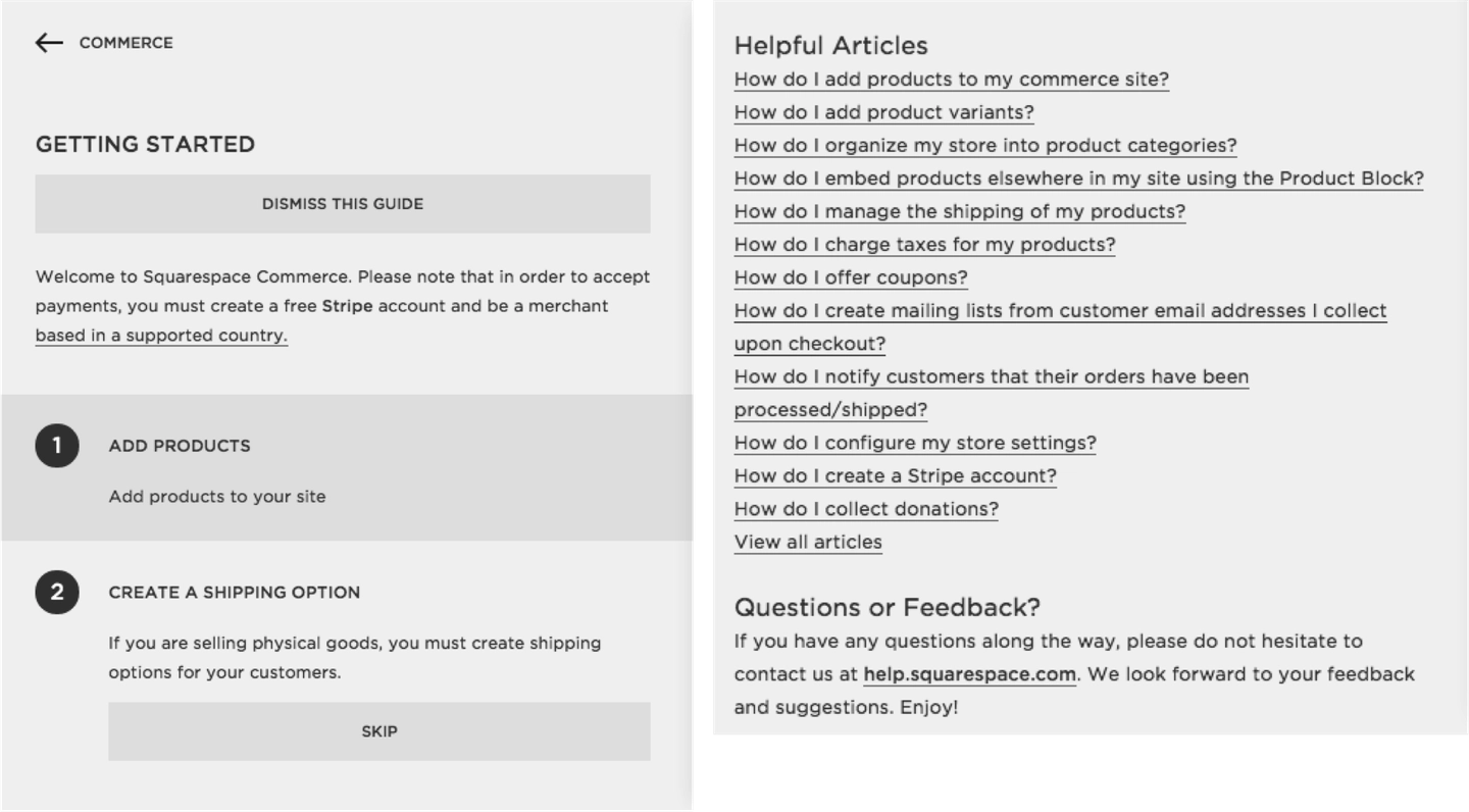 Screenshot of the squarespace.com get started page