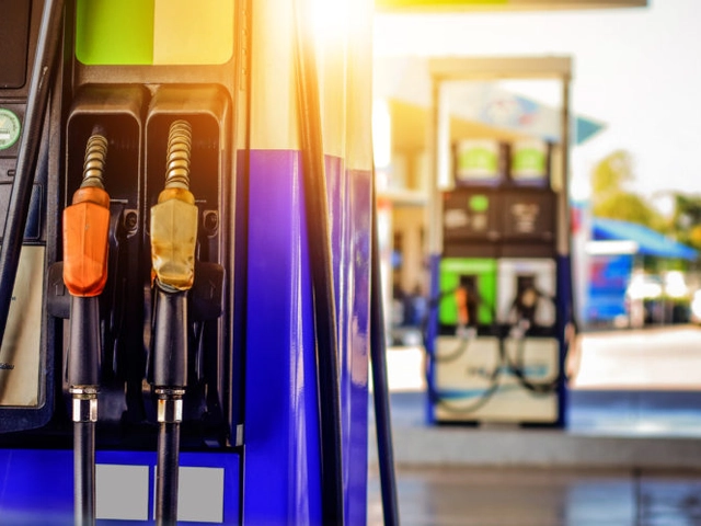 Gas station pump where you can use a gas credit card