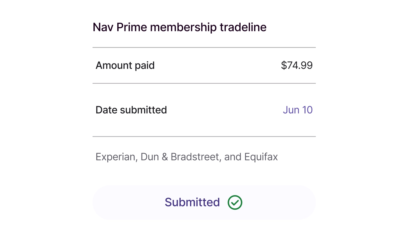tradelines membership submitted