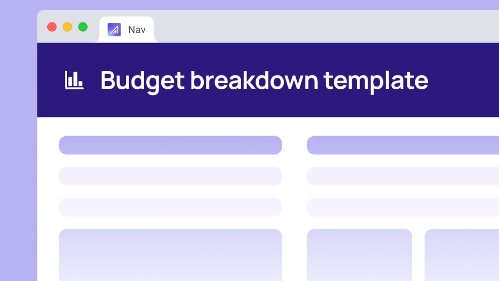 Nav budget breakdown template interface displayed in a web browser layout