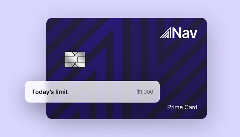 Nav Prime Card displaying a $1,000 spending limit