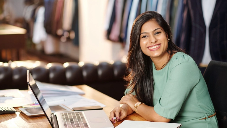 Smiling business owner meant to represent business ideas