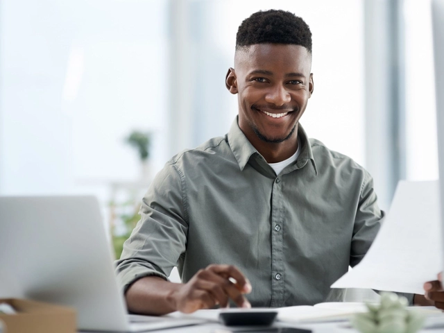 business person smiling because taxes are easier