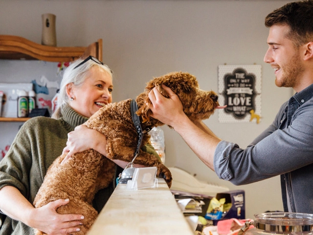 Small business owner uses credit cards to run grooming business.