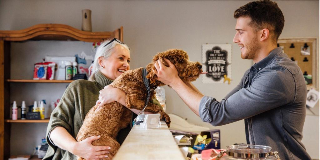 Small business owner uses credit cards to run grooming business.