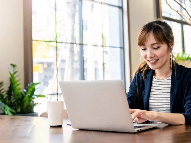 A small business owner uses QuickBooks