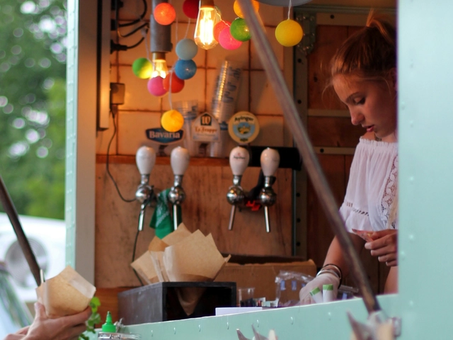woman in a food truck working