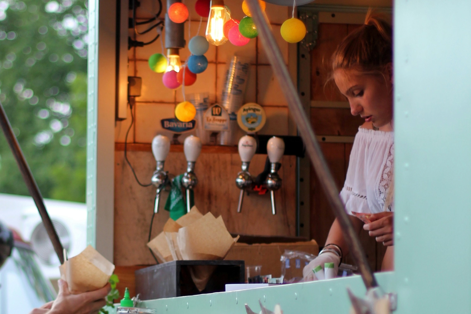 woman in a food truck working